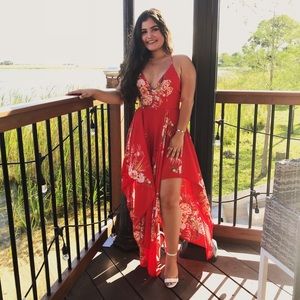 Red floral Maxi Dress
